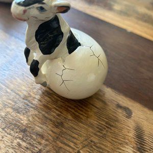 Cow Hatching from Egg Ceramic